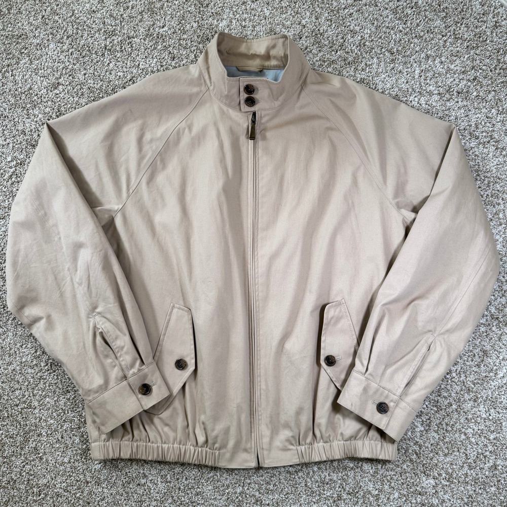 Brooks Brothers 346 Mens Tan Cotton Harrington Bomber Jacket Full Zip Size L